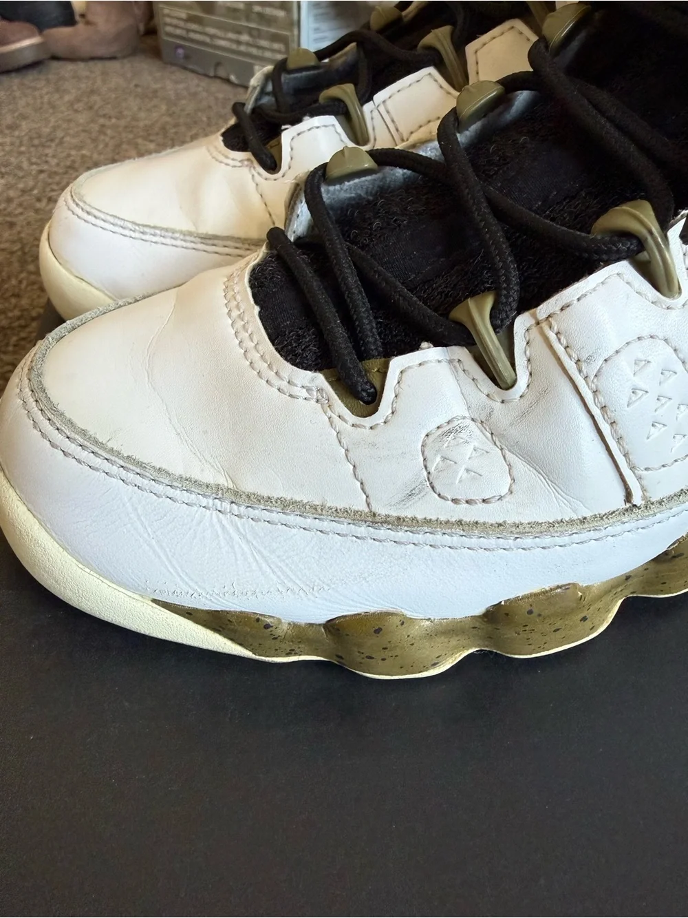 Jordan Kids' White and Olive High-Top Sneakers
